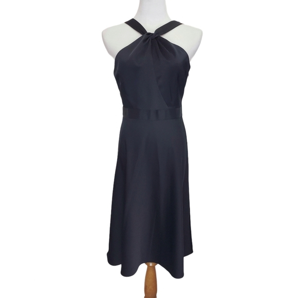 J. Crew Dresses & Skirts - J. Crew Sinclair halter dress black satin W